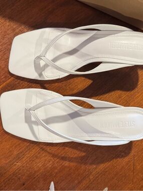Steve Madden White Square-Toe Thong Sandals - Sleek Minimalist